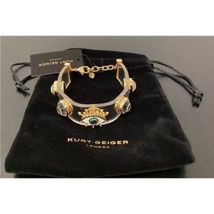 NWT Kurt Geiger Gold Bracelet with Green Gem